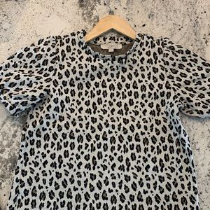 Leopard Print Cap Sleeve Blouse